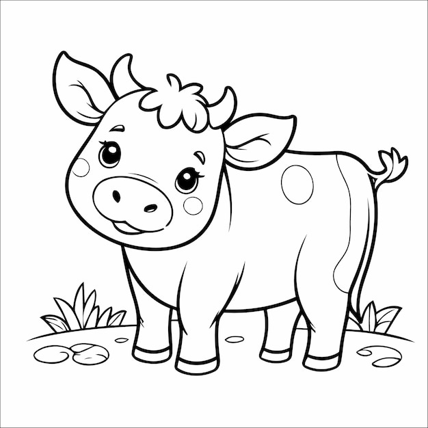 Cow hand drawn Coloring page for Kids