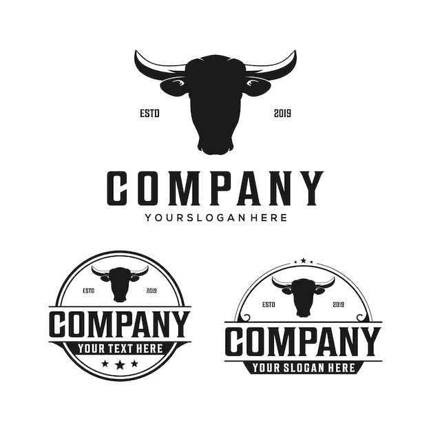 Vector cow head badge vintage logo