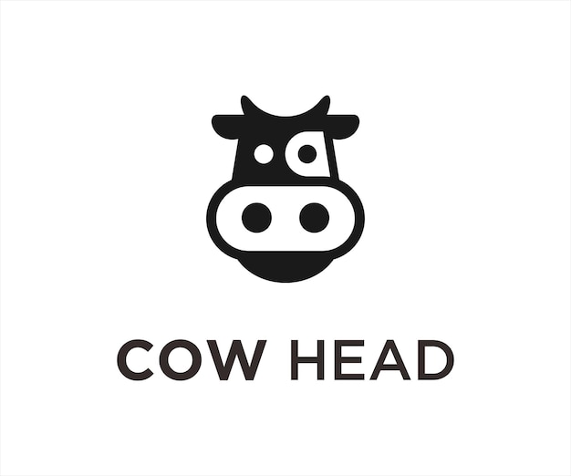 cow head cartoon logo or cow icon