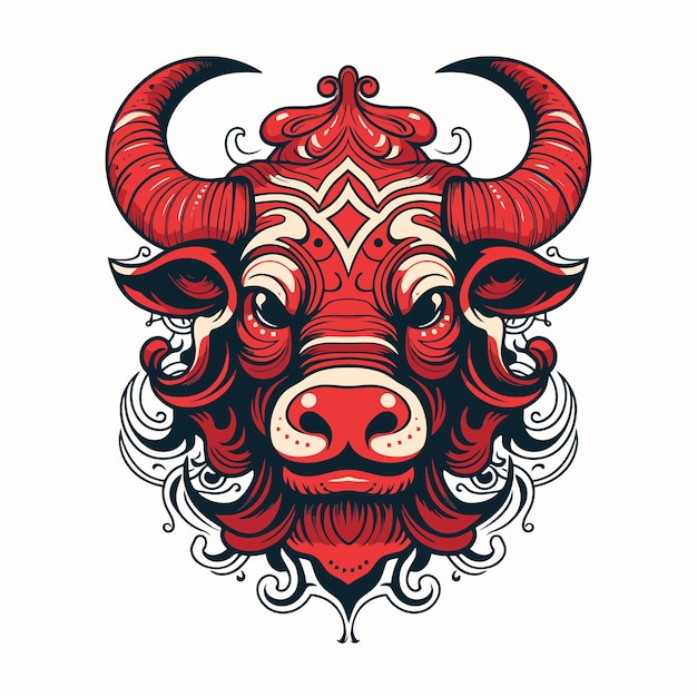 牛の頭の彫刻イラスト デザイン