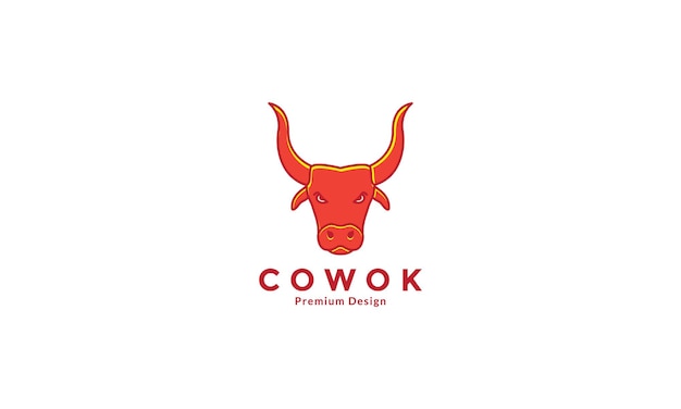 Cow head colorful simple logo design vector icon symbol graphic illustration