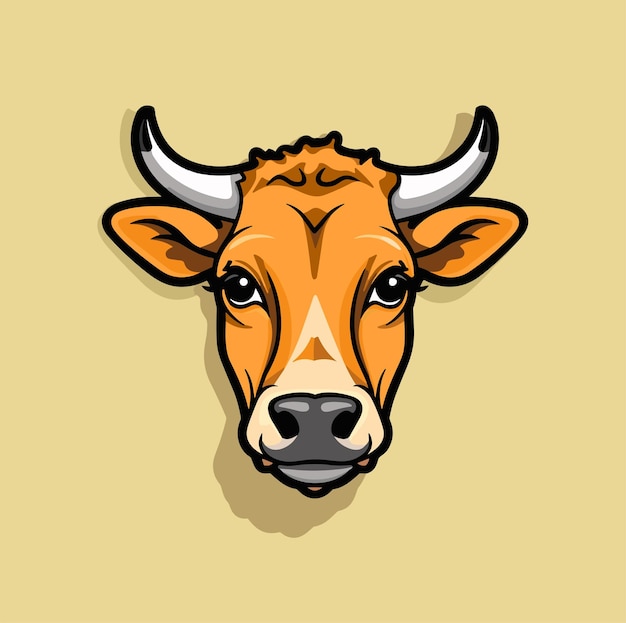 Cow head emblem simple logo icon label template Vector illustration