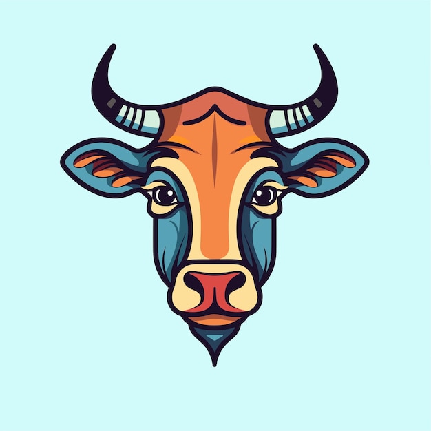 Эмблема головы коровы простой шаблон логотипа со значком векторной иллюстрации