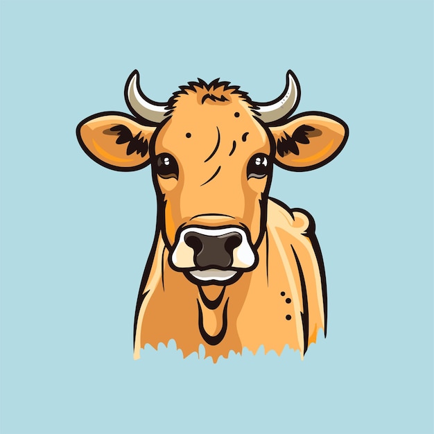 Cow head emblem simple logo icon label template Vector illustration