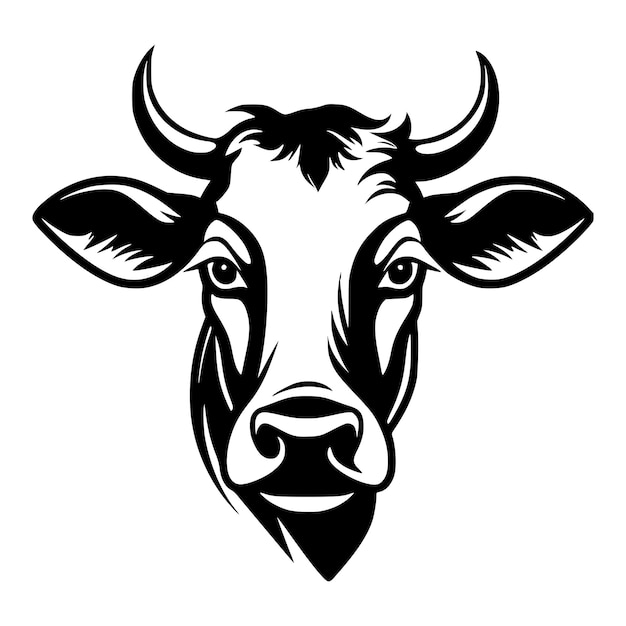 牛の頭の農場の動物のロゴのシンプルなイラスト