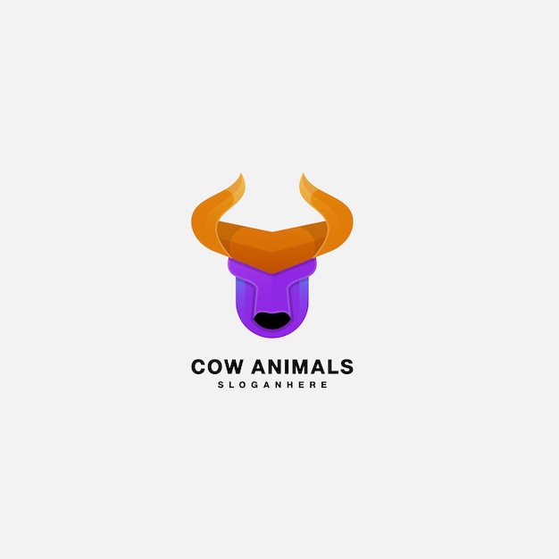 Cow head logo colorful design vector icon