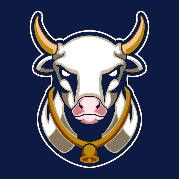 Cow head logo illustration isolated on dark