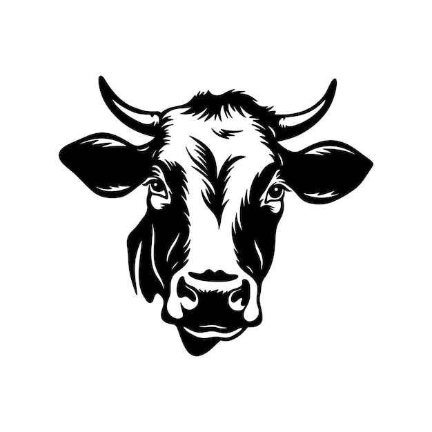 Vector cow head logo silhouette vector