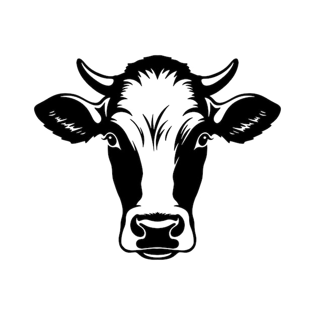 cow head logo silhouette vector