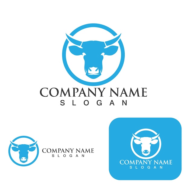 Cow head and logo vector template