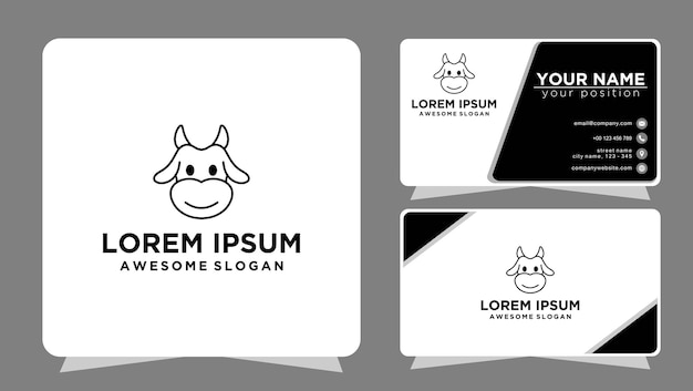 cow head logo with business card