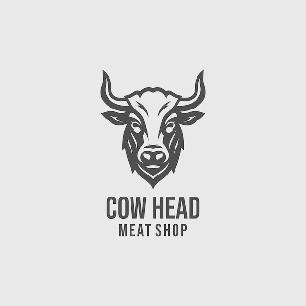 cow head meat shop logo design