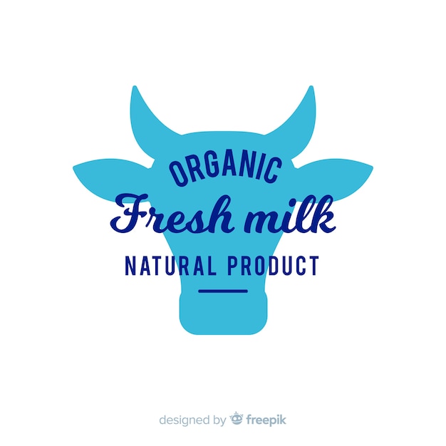 Vector cow head silhouette milk logo