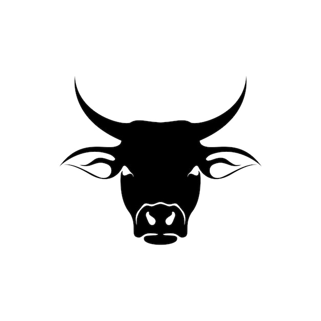 cow head silhouette vector, simple mammal icon.