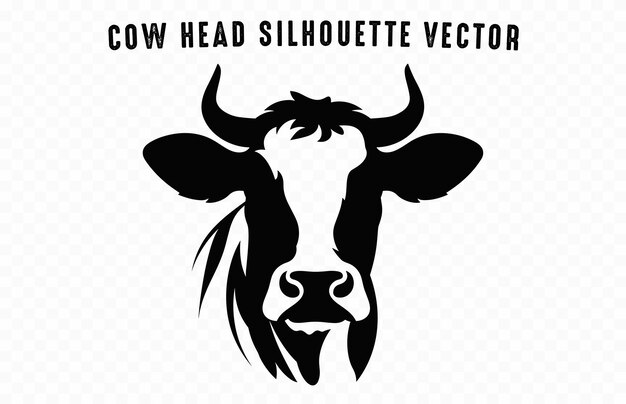 Cow Head Vector black Silhouette isolated on a white background