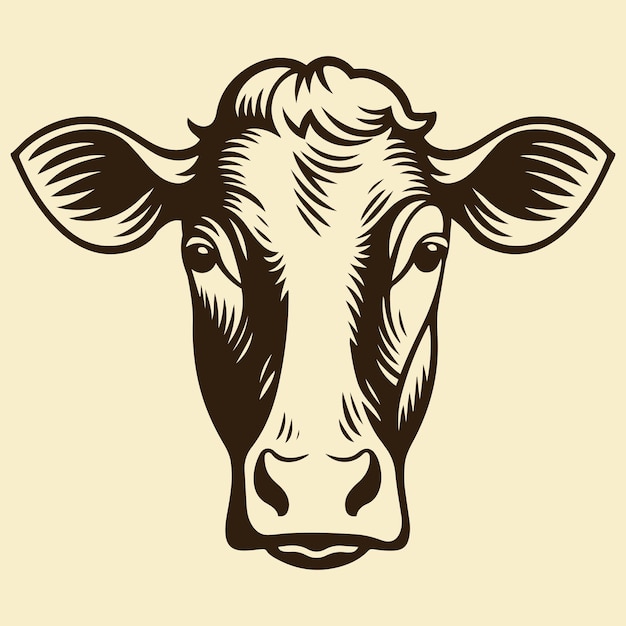 Vector cow head vector illustration cow vintage logo