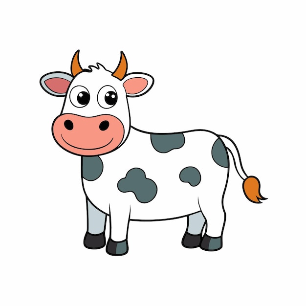 Vector cow heifer ladybird pet vector illustration draw cartoon pretty cute