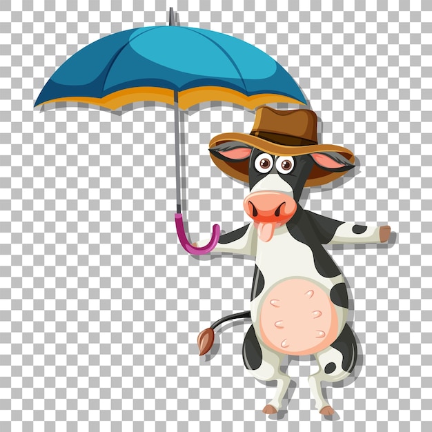 Mucca che tiene un ombrello