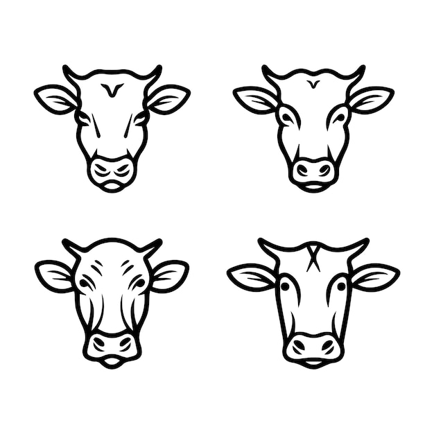 Vector cow icon set