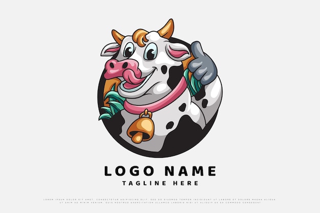 Cow illustration character logo design