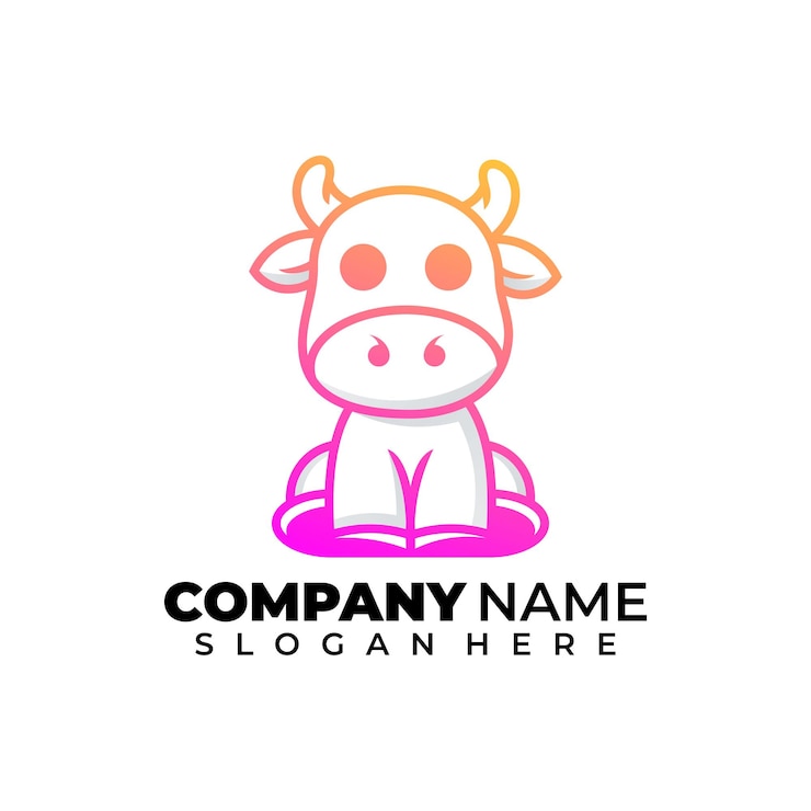 Вектор логотип cow line art