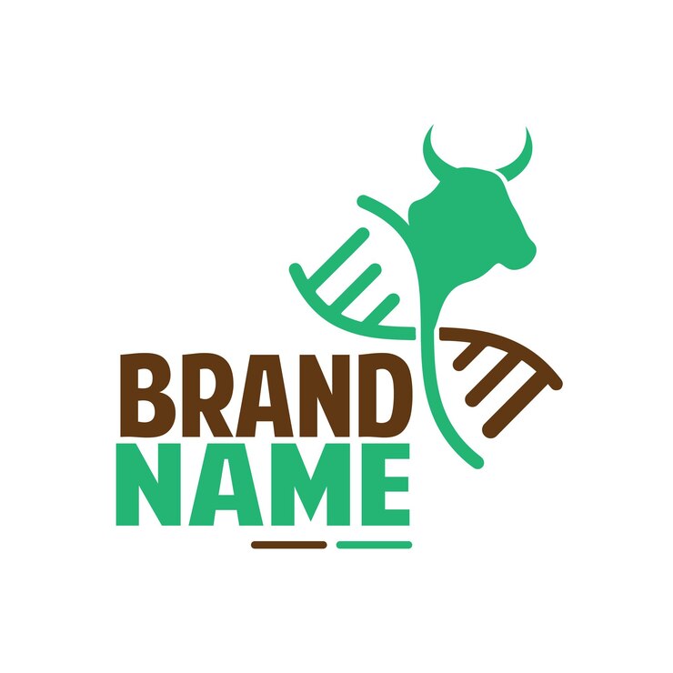 Cow line icon with DNA, Animal DNA logo and icon. Outline animal DNA, cow logo, Cow and DNA logo,