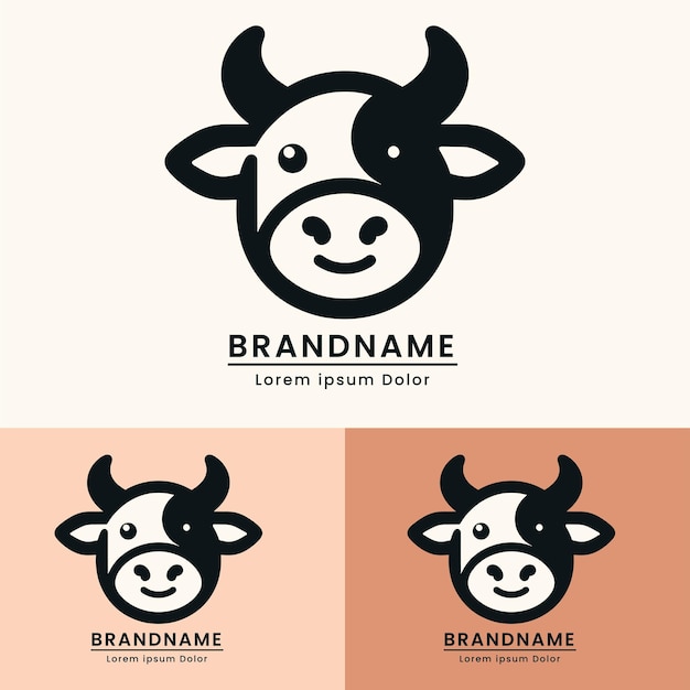 cow logo branding dairy cow milk modern fun color