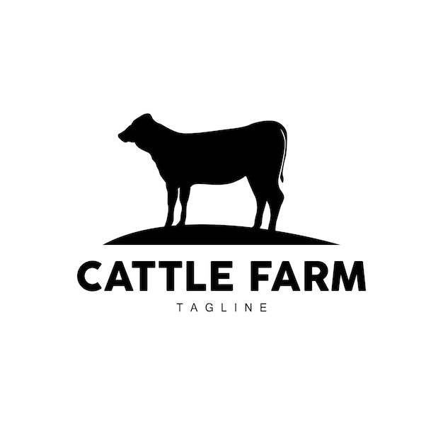 Cow Logo Cattle Farm Vector Silhouette Simple Minimalist Design Illustration Symbol Template