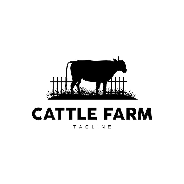 Корова Логотип Фермы Крупного рогатого скота Векторный Силуэт Простой Минималистский Дизайн Иллюстрации Символ Шаблон