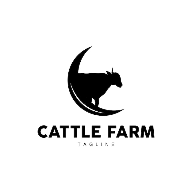 Cow Logo Cattle Farm Vector Silhouette Simple Minimalist Design Illustration Symbol Template