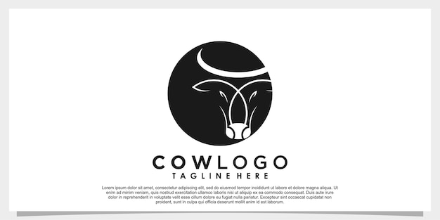 Cow logo design vector illustration with creative concept premium vector