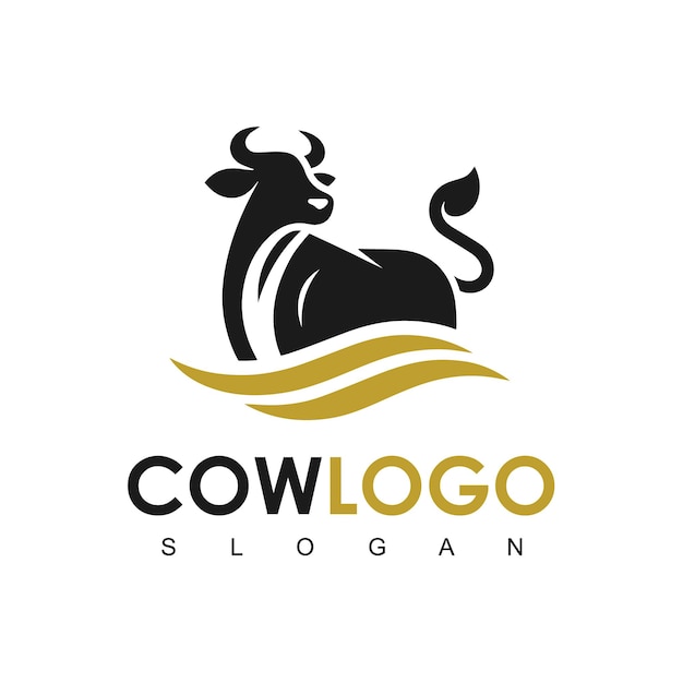 Vettore logo cow premium logo del prodotto della fattoria della mucca vector design vintage cattle angus beef logo