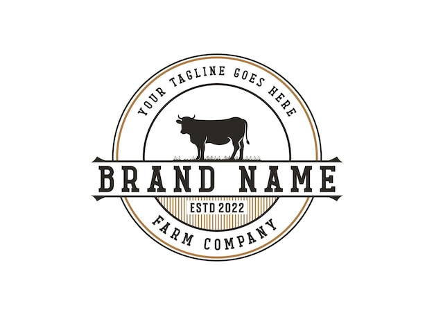 「ブランド名」というタイトルの牛のロゴ