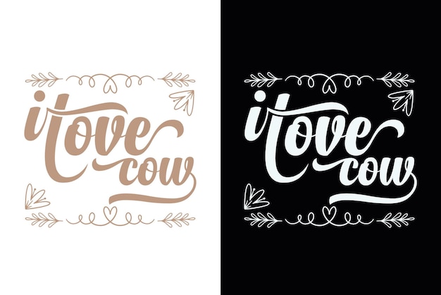 Vector cow lover t shirt designs i love cow