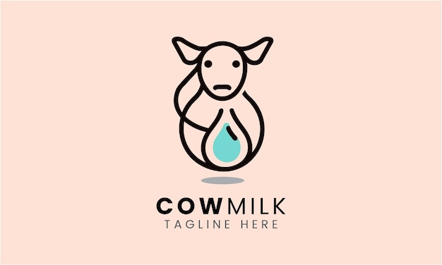 Cow milk animal farm beef minimalist modern logo icon symbol vector design template idea