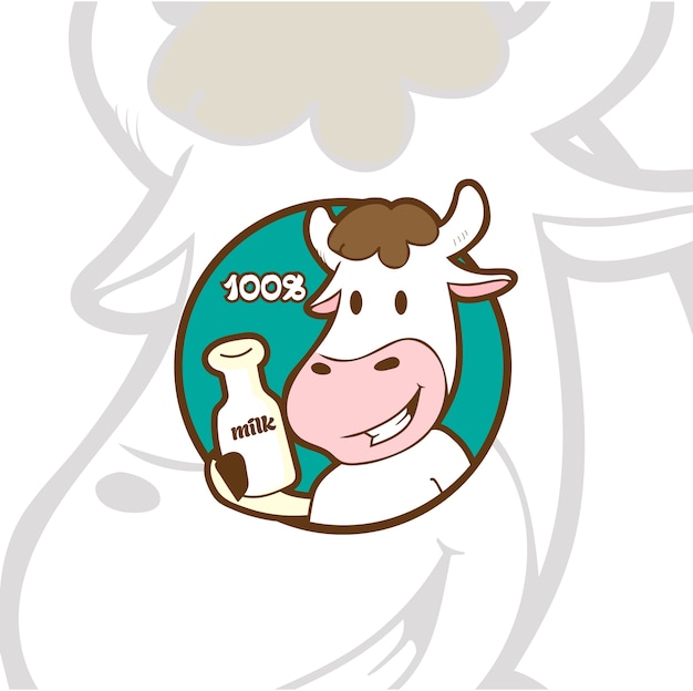 Vector cow milk character logo template
