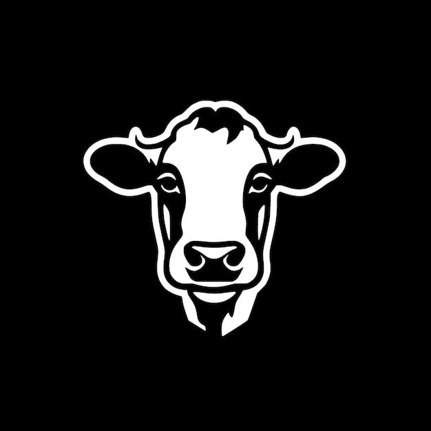 Коровья минималистская и плоская векторная иллюстрация логотипа
