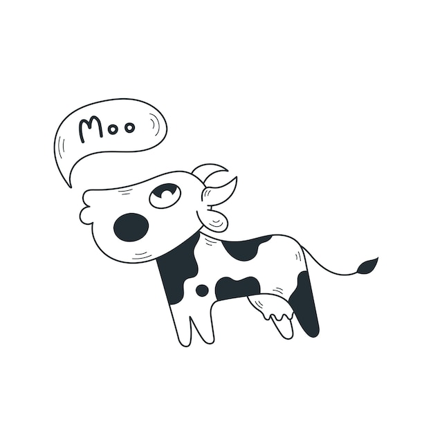 Cow says moo illustration