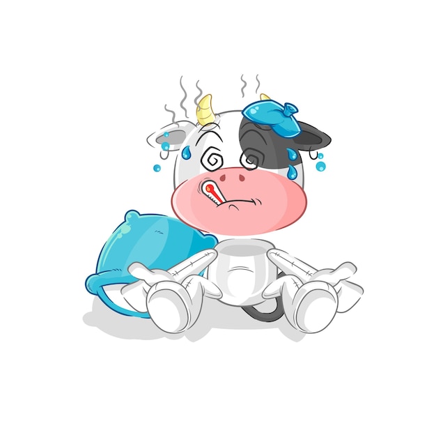 Cow sick vector cartoon character