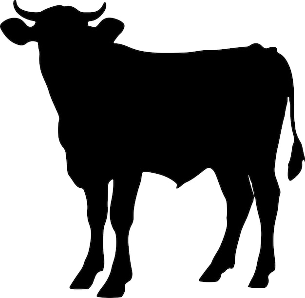 Cow Silhouette illustration Vector White Background