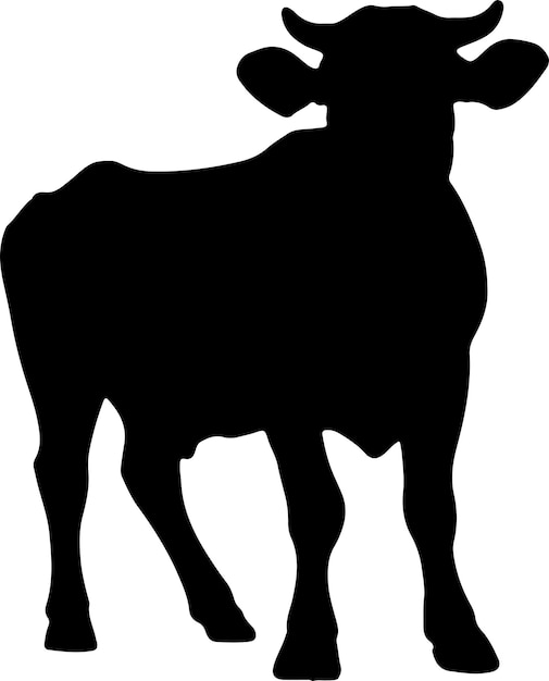 牛のシルエットイラスト ベクトル白い背景