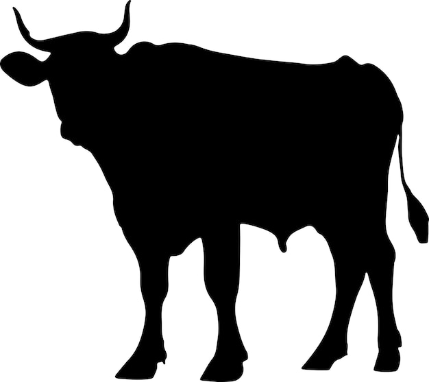 Cow Silhouette illustration Vector White Background