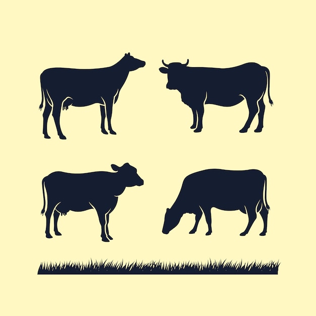 牛のシルエットベクトルアイコン