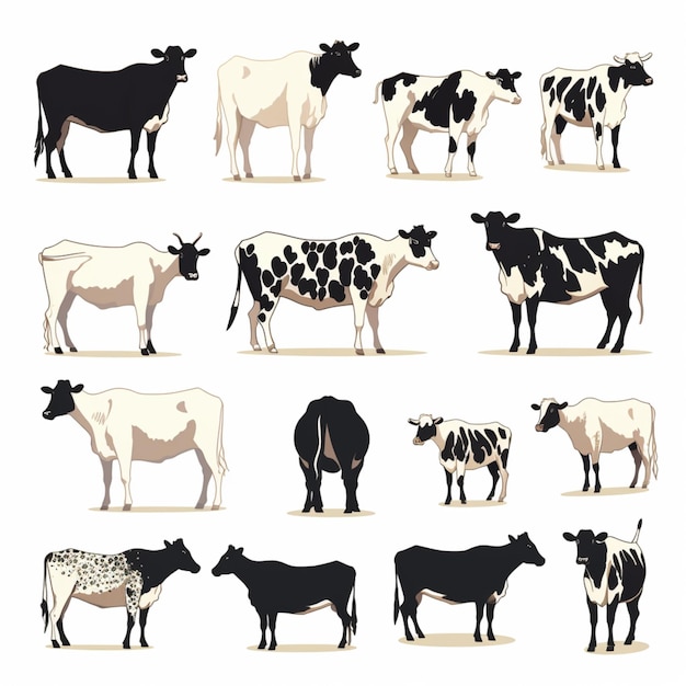 Cow silhouettes cartoon vector