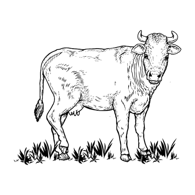 Vector cow sketch art illustration