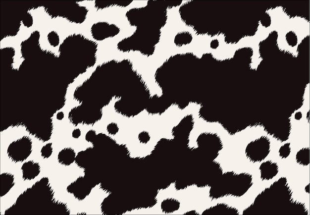 Фон коровьей кожи. черно-белая текстура крупного рогатого скота. векторная иллюстрация.