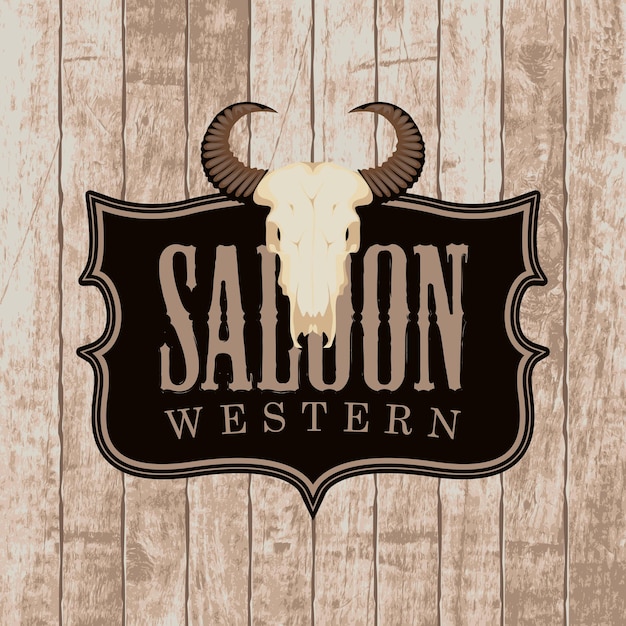 Vector cow skull western saloon