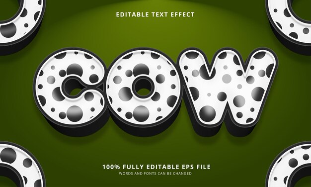 Vector cow text style editable text effect