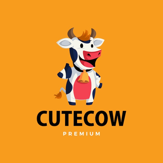 Cow thumb up mascot character logo  icon illustration