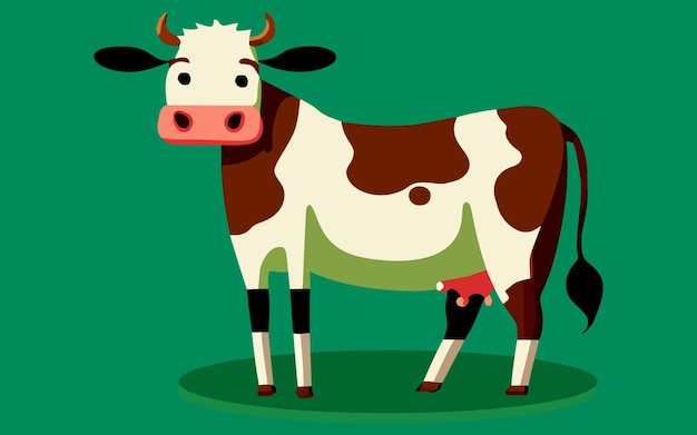 cow vector illustration in cartoon flat design style